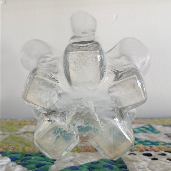 Muurla Finland Clear Ruffle Handkerchief Vase 6.25" Vintage MCM Hand Blown Glass - Picture 4 of 4